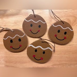 Handpainted birch disc gingerbread ornaments